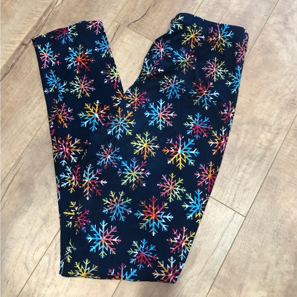 Leggings multicolor snowflakes ❄️ pattern on navy - Picture 7 of 7